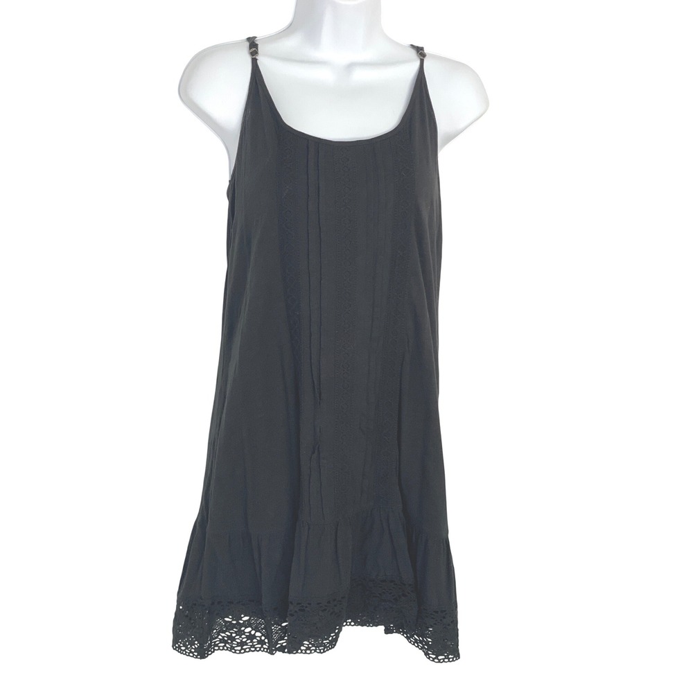 Hollister Women Mini Dress Crochet Lace Racerback S Black Boho Grunge Goth Indie